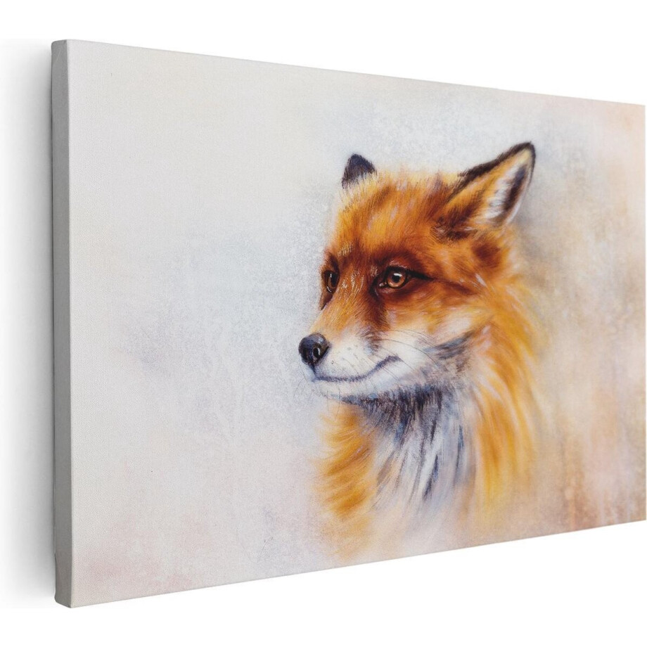 Artaza Canvas Schilderij Vos op Aquarel Getekend - Abstract - 120x80 - Groot - Foto Op Canvas - Wanddecoratie Woonkamer afbeelding 1