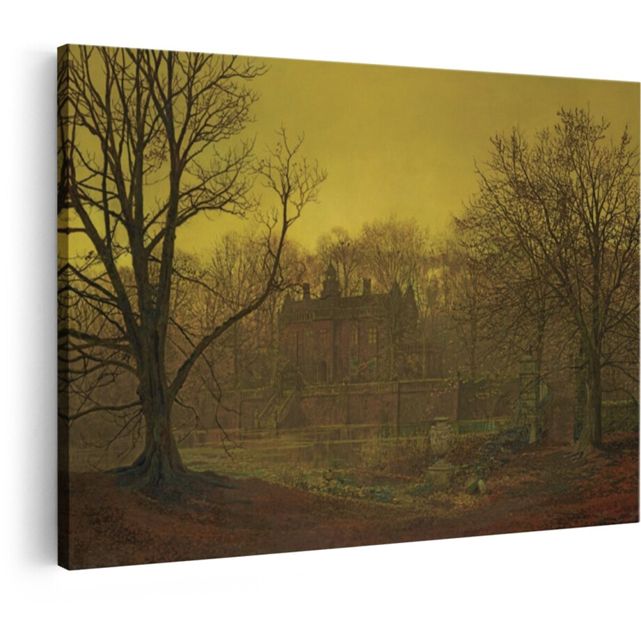 Artaza Canvas Schilderij Landhuis - 30x20 cm - Wanddecoratie Natuur - Muurdecoratie Vintage Landschap - Schilderijen Op Canvas Herfst afbeelding 1
