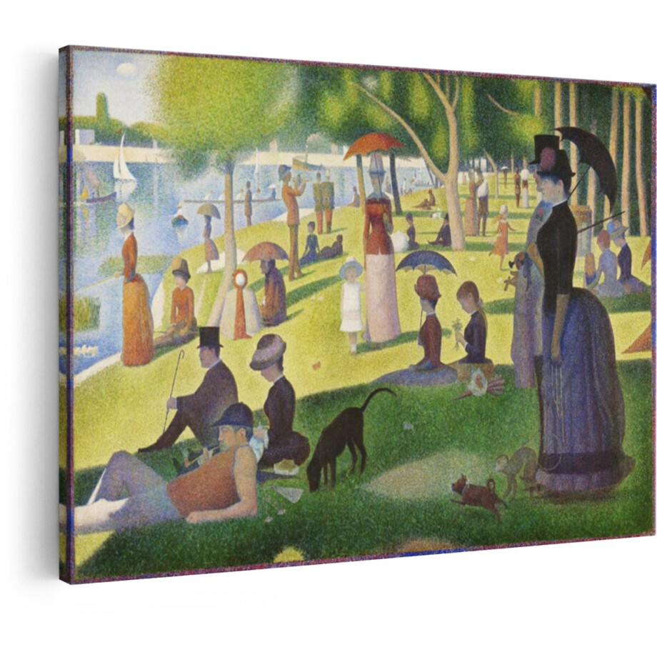 Artaza Canvas Schilderij Seurat - 90x60 cm - Wanddecoratie Klassiek Park - Muurdecoratie Parijs - Schilderijen Op Canvas Landschap afbeelding 1
