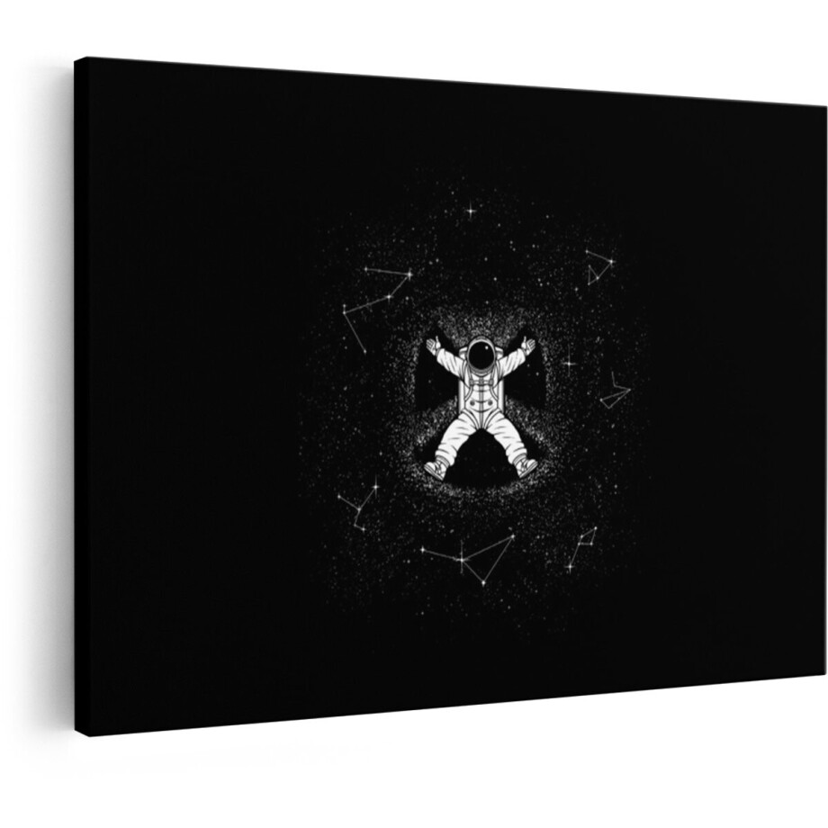 Artaza Canvas Schilderij Astronaut Maakt een Sneeuwengel in de Ruimte tussen de Sterren en Sterrenbeelden - 60x40 cm - Wanddecoratie Woonkamer - Schilderijen - Muurdecoratie afbeelding 1