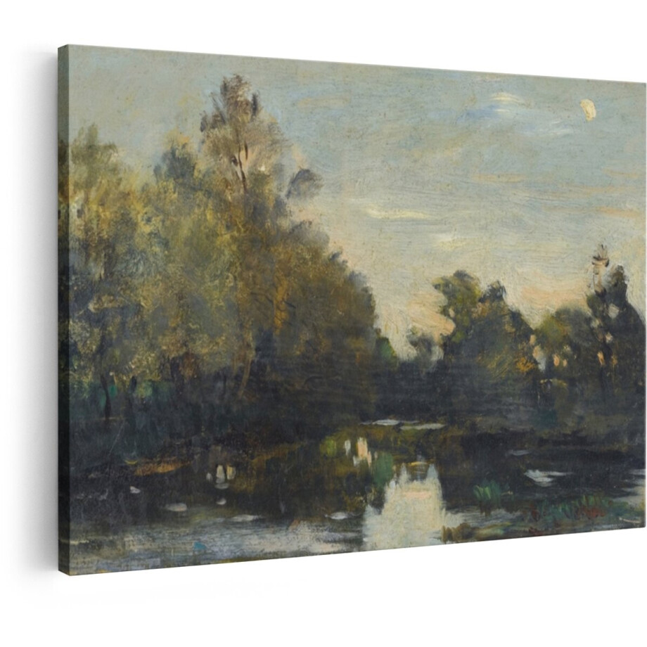 Artaza Canvas Schilderij Landschap - 120x80 cm - Wanddecoratie Natuur - Muurdecoratie Bomen - Schilderijen Oude Meesters - Woonkamer Decoratie afbeelding 1