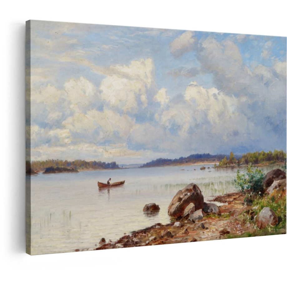 Artaza Canvas Schilderij Landschap - 120x80 cm - Wanddecoratie Natuur - Muurdecoratie Meer Met Roeiboot - Oude Meesters Canvas Romantisch Artaza Canvas Schilderij Landschap - 120x80 cm - Wanddecoratie Natuur - Muurdecoratie Meer Met Roeiboot - Oude Meesters Canvas Romantisch afbeelding 1