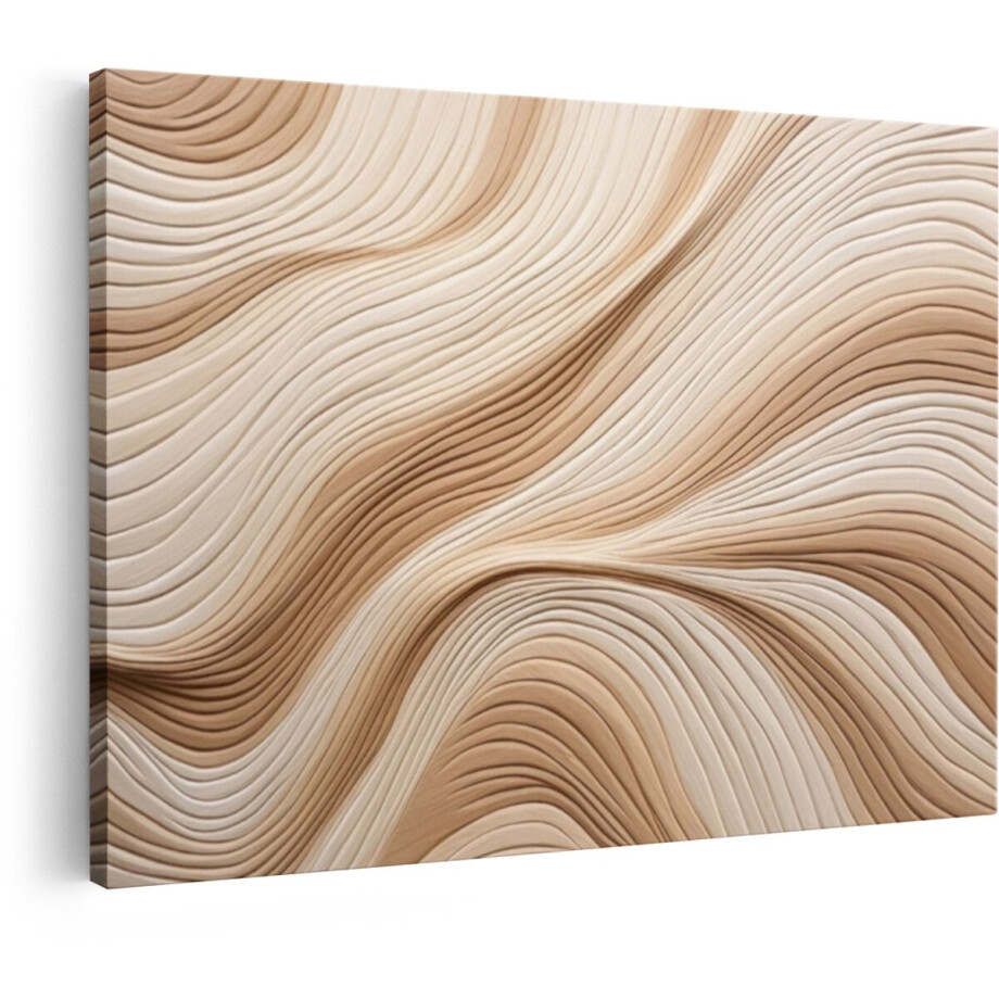 Artaza Canvas Schilderij Abstracte Houten Golven met Natuurlijk Licht en Schaduwspel - 30x20 cm - Klein - Wanddecoratie Woonkamer - Schilderijen - Muurdecoratie afbeelding 1
