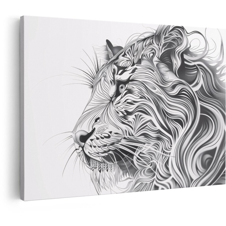 Artaza Canvas Schilderij Tijger - 60x40 cm - Abstracte Wanddecoratie Dieren - Muurdecoratie Zwart Wit - Decoratie Woonkamer Artaza Canvas Schilderij Tijger - 60x40 cm - Abstracte Wanddecoratie Dieren - Muurdecoratie Zwart Wit - Decoratie Woonkamer afbeelding 1
