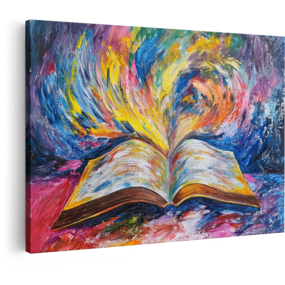 Artaza Canvas Schilderij Abstract Open Boek - 90x60 cm - Wanddecoratie Kleurrijk - Muurdecoratie Woonkamer - Decoratie Schilderijen Artaza Canvas Schilderij Abstract Open Boek - 90x60 cm - Wanddecoratie Kleurrijk - Muurdecoratie Woonkamer - Decoratie Schilderijen afbeelding 1