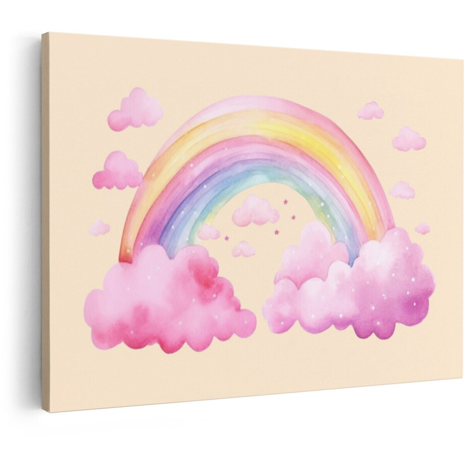 Artaza Canvas Schilderij Regenboog - 60x40 cm - Wanddecoratie Kinderkamer - Muurdecoratie Babykamer - Decoratie Meisjeskamer - Roze Artaza Canvas Schilderij Regenboog - 60x40 cm - Wanddecoratie Kinderkamer - Muurdecoratie Babykamer - Decoratie Meisjeskamer - Roze afbeelding 1