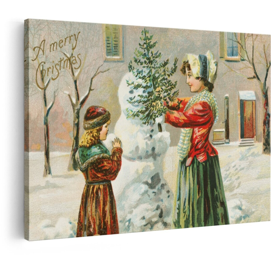 Artaza Canvas Schilderij Kerst Tafereel - 30x20 cm - Vintage Wanddecoratie - Muurdecoratie Kerstboom - Retro Schilderijen Op Canvas Artaza Canvas Schilderij Kerst Tafereel - 30x20 cm - Vintage Wanddecoratie - Muurdecoratie Kerstboom - Retro Schilderijen Op Canvas afbeelding 1