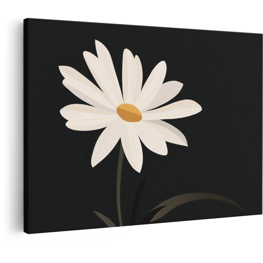 Artaza Canvas Schilderij Madelief - 30x20 cm - Wanddecoratie Bloem - Muurdecoratie Natuur - Schilderijen Op Canvas - Wit afbeelding 1