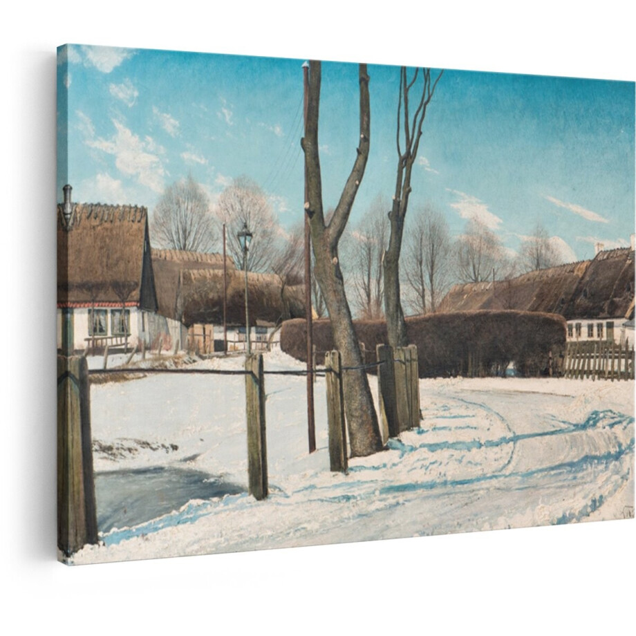 Artaza Canvas Schilderij Winterlandschap - 120x80 cm - Wanddecoratie Besneeuwd Dorp - Muurdecoratie Klassiek Schilderij - Decoratie Natuur Artaza Canvas Schilderij Winterlandschap - 120x80 cm - Wanddecoratie Besneeuwd Dorp - Muurdecoratie Klassiek Schilderij - Decoratie Natuur afbeelding 1