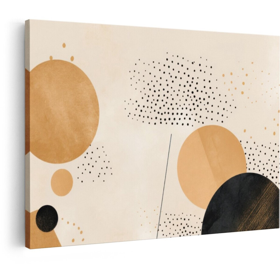 Artaza Canvas Schilderij Abstract - 60x40 cm - Wanddecoratie Geometrisch - Muurdecoratie Boho - Decoratie Aardetinten Modern afbeelding 1