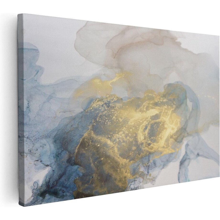 Artaza Canvas Schilderij Abstracte Kunst van Grijze Gouden Marmer - 120x80 - Groot - Foto Op Canvas - Wanddecoratie Woonkamer afbeelding 1