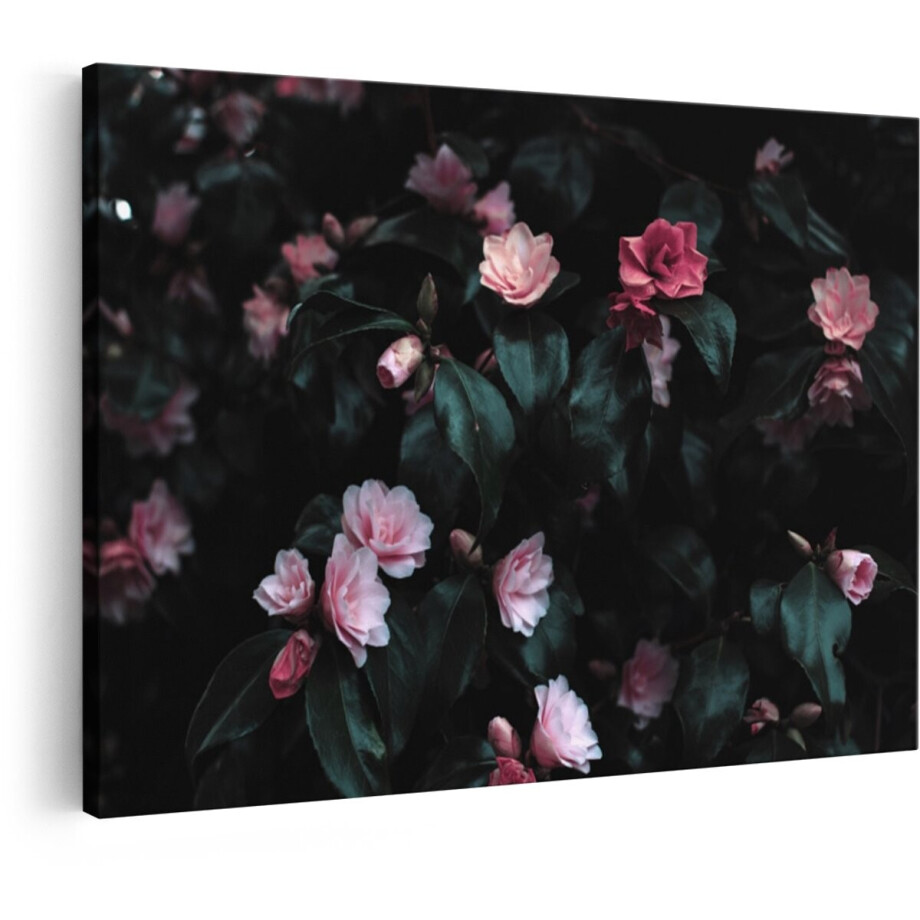 Artaza Canvas Schilderij Bloemen - 90x60 cm - Wanddecoratie Camelia - Muurdecoratie Natuur - Decoratie Roze Bloesem - Schilderijen Op Canvas afbeelding 1