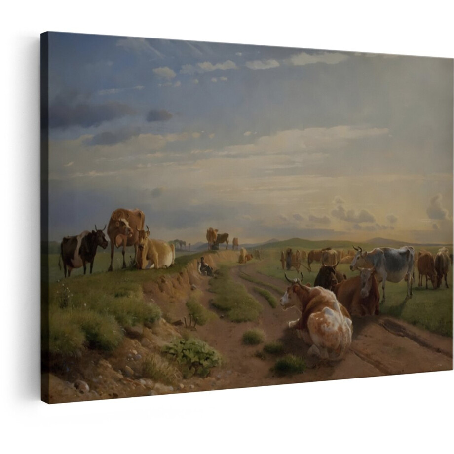 Artaza Canvas Schilderij Koeien - 60x40 cm - Wanddecoratie Landschap - Muurdecoratie Zonsondergang - Schilderijen Natuur Dieren Artaza Canvas Schilderij Koeien - 60x40 cm - Wanddecoratie Landschap - Muurdecoratie Zonsondergang - Schilderijen Natuur Dieren afbeelding 1