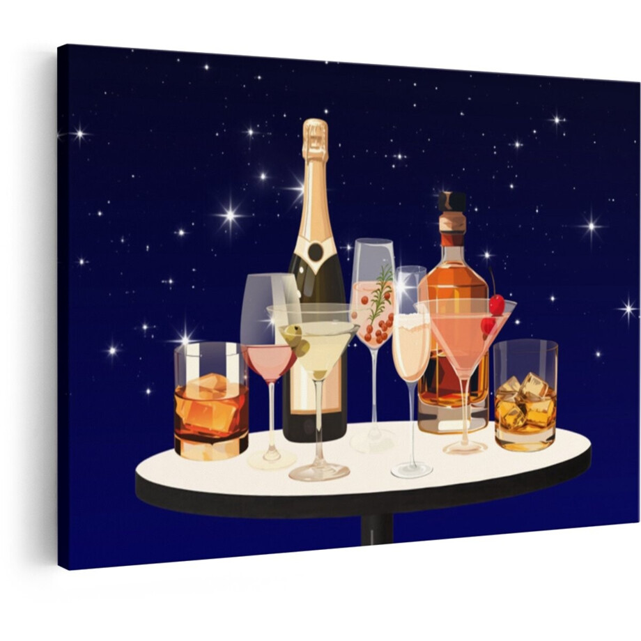 Artaza Canvas Schilderij Cocktails - 60x40 cm - Wanddecoratie Champagne - Muurdecoratie Bar - Decoratie Whisky Sterrenhemel Artaza Canvas Schilderij Cocktails - 60x40 cm - Wanddecoratie Champagne - Muurdecoratie Bar - Decoratie Whisky Sterrenhemel afbeelding 1
