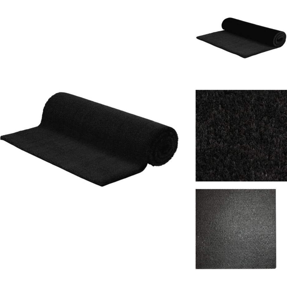 vidaXL Deurmat - Deurmatten - Inloopmat - Voordeurmat - Deurmat 100x300 cm getufte kokosvezel zwart afbeelding 1