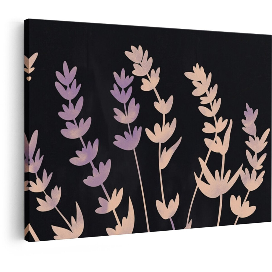 Artaza Canvas Schilderij Bloemen - 30x20 cm - Wanddecoratie Lavendel Abstract - Muurdecoratie Boho - Schilderijen Op Canvas - Pastel afbeelding 1