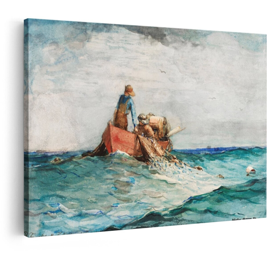 Artaza Canvas Schilderij Landschap - 30x20 cm - Wanddecoratie Vissersboot Netten - Muurdecoratie Winslow Homer - Schilderijen Op Canvas Zee Artaza Canvas Schilderij Landschap - 30x20 cm - Wanddecoratie Vissersboot Netten - Muurdecoratie Winslow Homer - Schilderijen Op Canvas Zee afbeelding 1