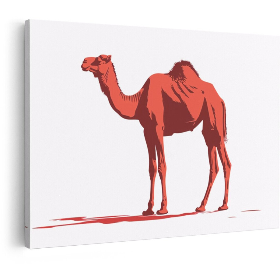 Artaza Canvas Schilderij Dieren - 30x20 cm - Wanddecoratie Kameel - Muurdecoratie Minimalistisch - Kamer Accessoires - Rood afbeelding 1