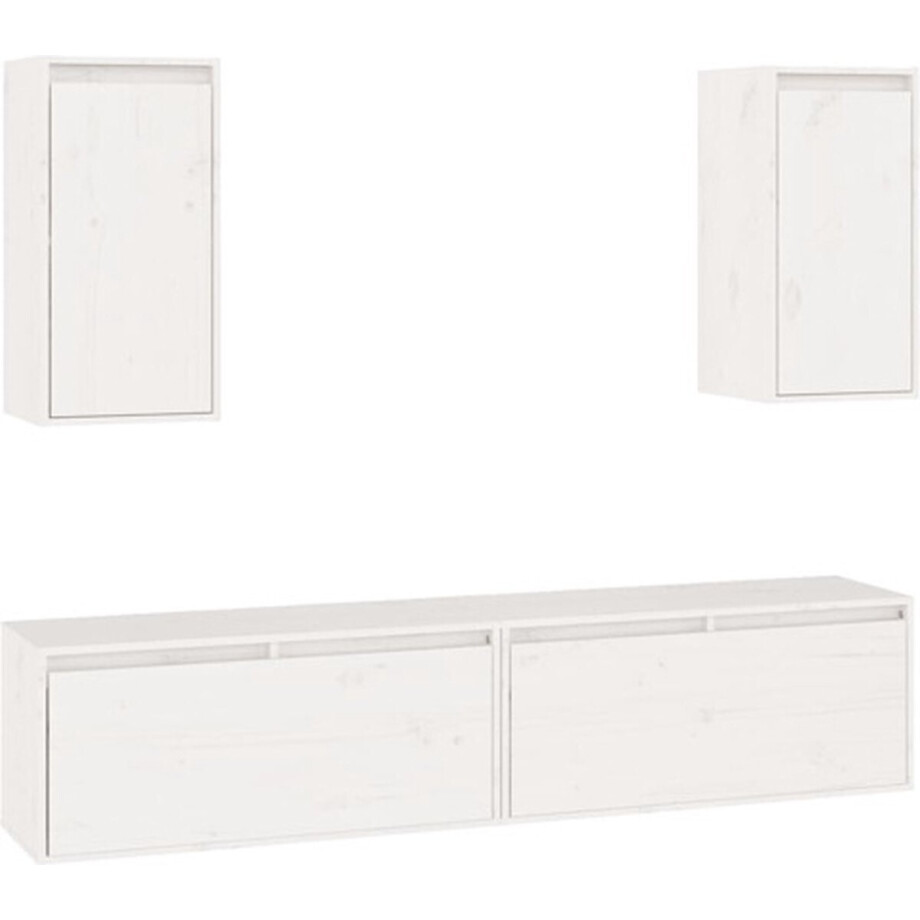 vidaXL - Tv-meubelen - 4 - st - massief - grenenhout - wit vidaXL - Tv-meubelen - 4 - st - massief - grenenhout - wit afbeelding 1