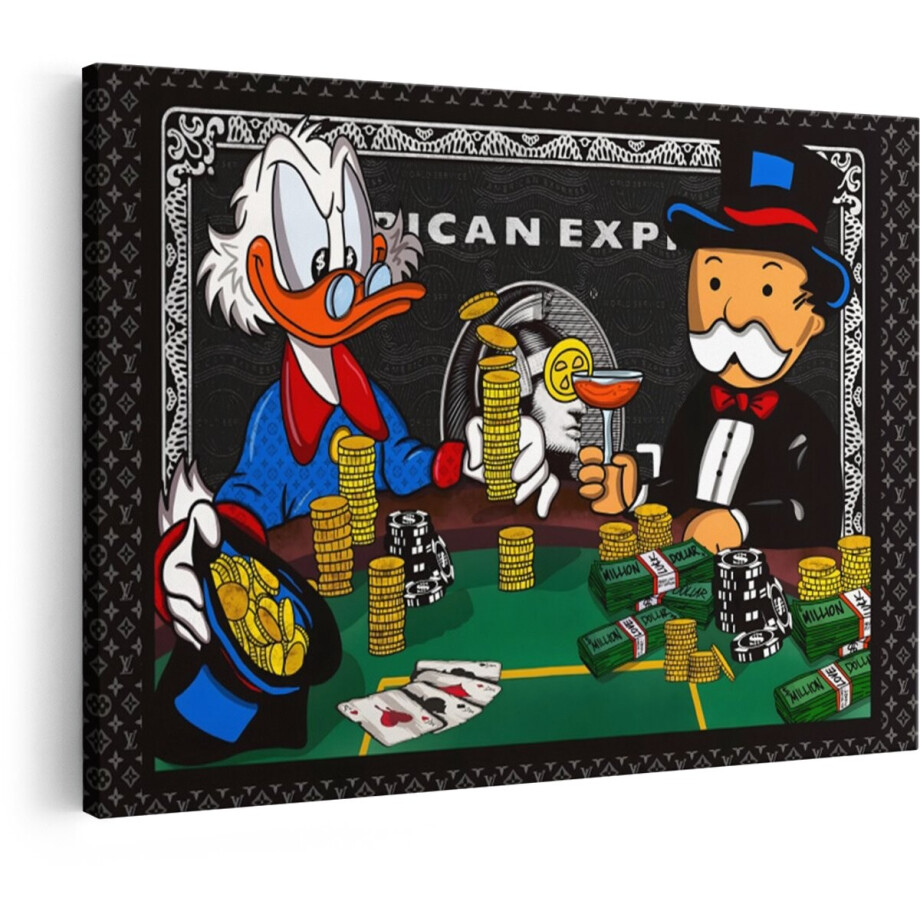 Artaza Canvas Schilderij Dagobert Duck Schilderij Geld - 30x20 cm - Wanddecoratie Louis Vuitton - Muurdecoratie Luxe Mannen - Pop Art Artaza Canvas Schilderij Dagobert Duck Schilderij Geld - 30x20 cm - Wanddecoratie Louis Vuitton - Muurdecoratie Luxe Mannen - Pop Art afbeelding 1