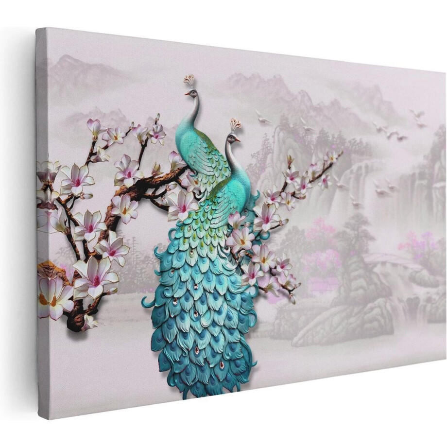 Artaza Canvas Schilderij Twee Blauwe Pauwen - Abstract - 120x80 - Groot - Foto Op Canvas - Canvas Print Artaza Canvas Schilderij Twee Blauwe Pauwen - Abstract - 120x80 - Groot - Foto Op Canvas - Canvas Print afbeelding 1