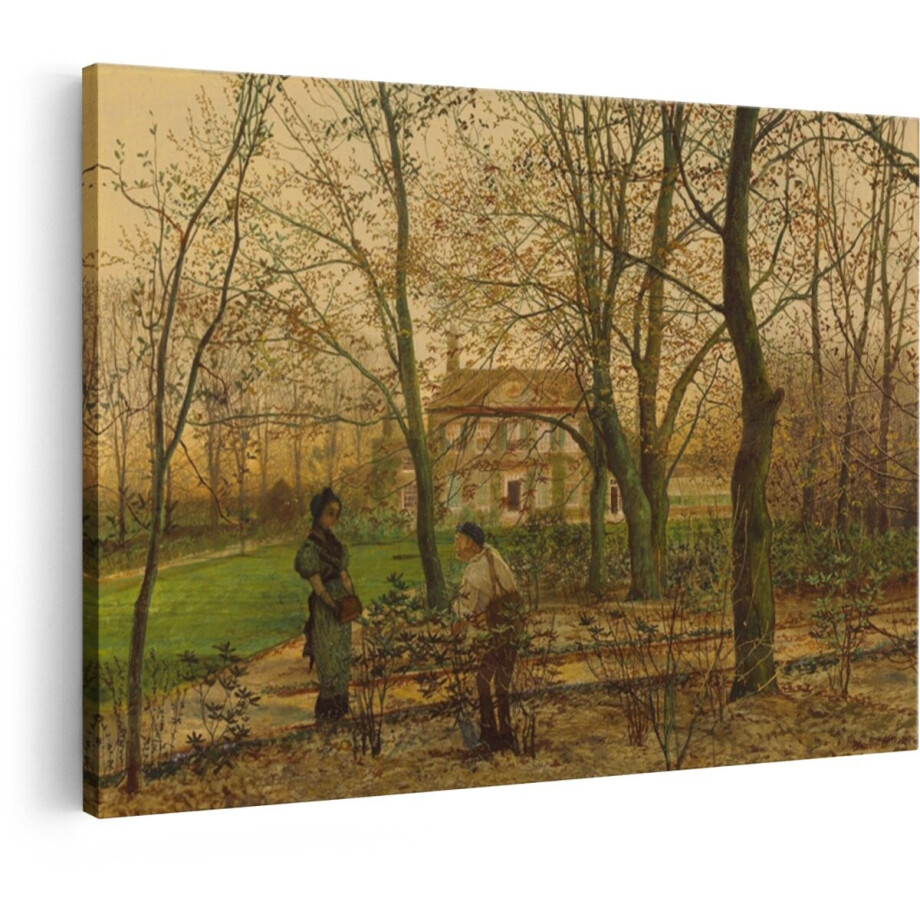 Artaza Canvas Schilderij Herfstlandschap - 90x60 cm - Wanddecoratie Landhuis - Muurdecoratie Tuin - Decoratie Bomen Natuur afbeelding 1