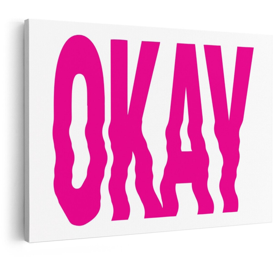 Artaza Canvas Schilderij Okay Tekst - 120x80 cm - Wanddecoratie Modern - Muurdecoratie Roze - Schilderij Met Tekst - Slaapkamer Decoratie Artaza Canvas Schilderij Okay Tekst - 120x80 cm - Wanddecoratie Modern - Muurdecoratie Roze - Schilderij Met Tekst - Slaapkamer Decoratie afbeelding 1