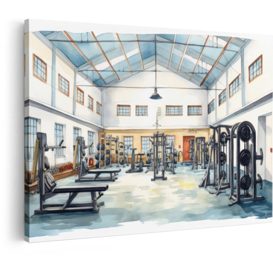 Artaza Canvas Schilderij Fitness - 120x80 cm - Wanddecoratie Sportschool - Muurdecoratie Aquarel - Schilderijen Op Canvas Industrieel Artaza Canvas Schilderij Fitness - 120x80 cm - Wanddecoratie Sportschool - Muurdecoratie Aquarel - Schilderijen Op Canvas Industrieel afbeelding 1