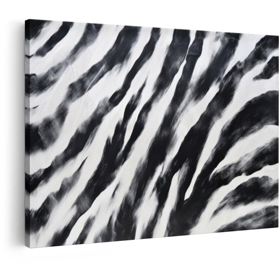 Artaza Canvas Schilderij Zebraprint - 30x20 cm - Wanddecoratie Abstract - Muurdecoratie Zwart Wit - Kamer Accessoires Slaapkamer afbeelding 1