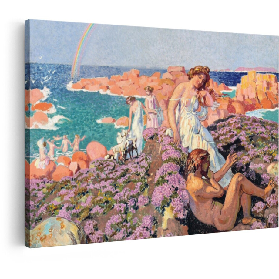 Artaza Canvas Schilderij Griekse Mythologie - 90x60 cm - Wanddecoratie Nimfen Aan Zee - Muurdecoratie Klassiek Schilderij - Regenboog Kust Artaza Canvas Schilderij Griekse Mythologie - 90x60 cm - Wanddecoratie Nimfen Aan Zee - Muurdecoratie Klassiek Schilderij - Regenboog Kust afbeelding 1