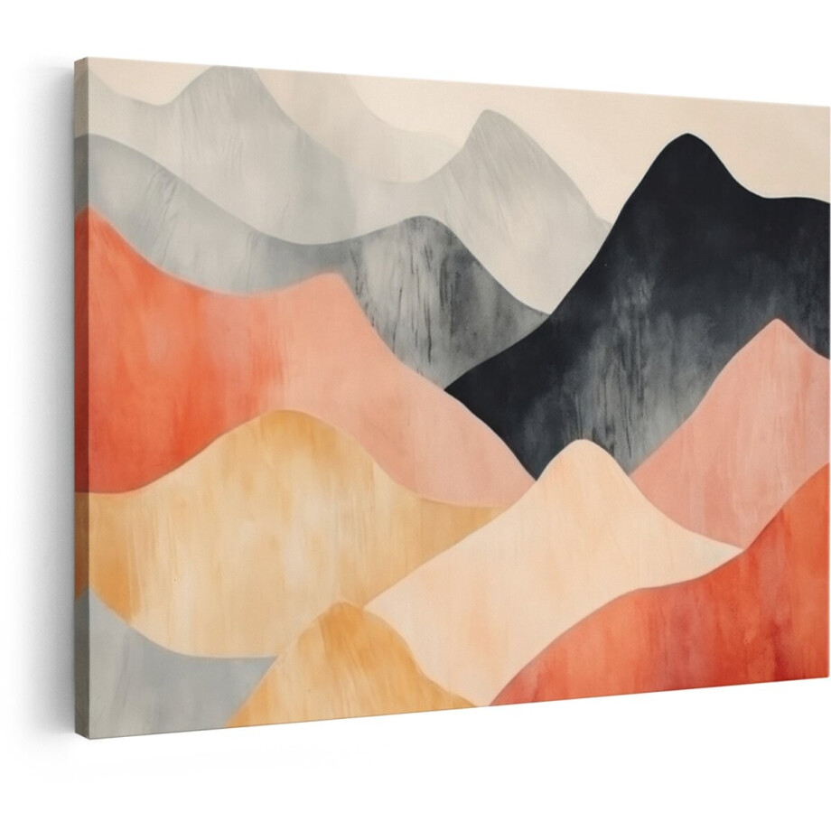 Artaza Canvas Schilderij Bergen Abstract - 30x20 cm - Wanddecoratie Modern - Muurdecoratie Landschap - Boho Decoratie Woonkamer - Kamer Accessoires afbeelding 1