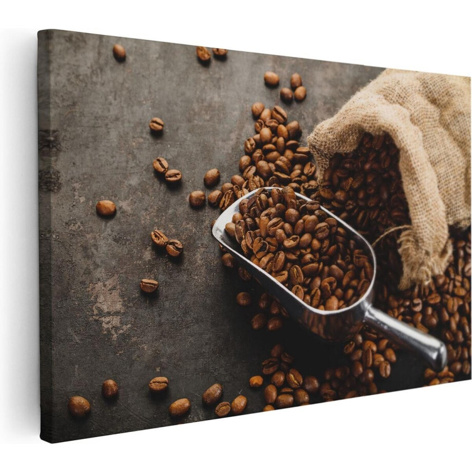 Artaza Canvas Schilderij Koffie - 30x20 cm - Klein - Wanddecoratie Keuken - Muurdecoratie Stilleven - Kamer Accessoires Koffiebonen afbeelding 1