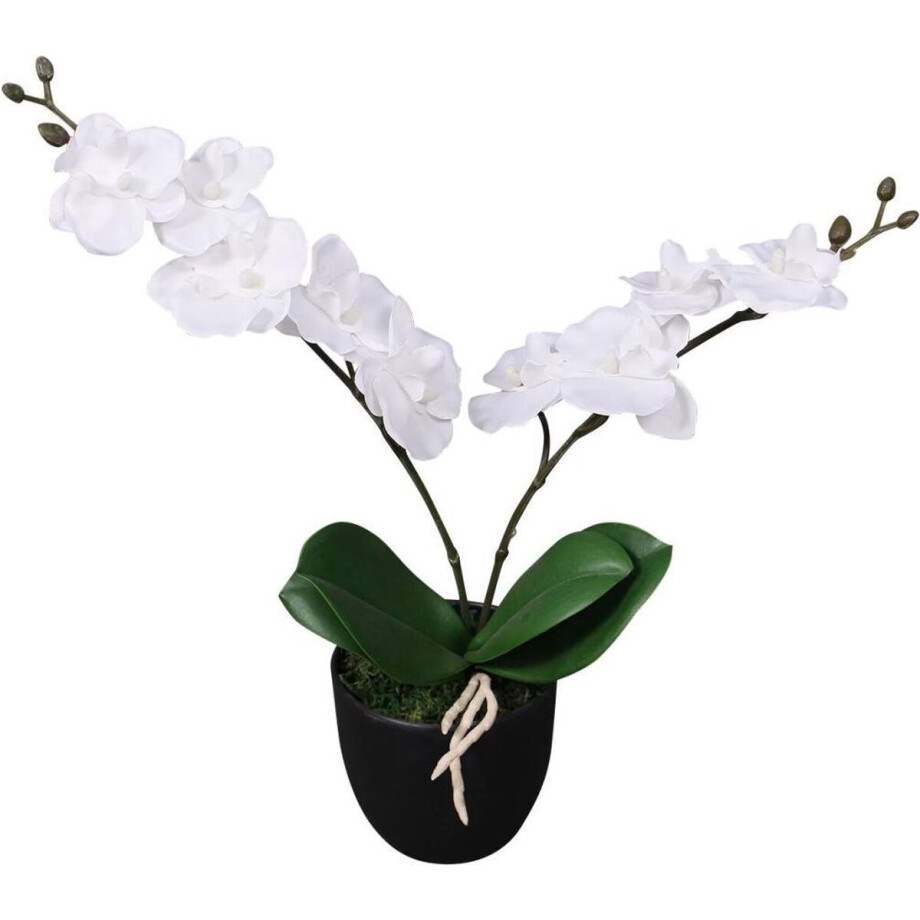 vidaXL - Kunstplant - orchidee - met - pot - 30 - cm - wit afbeelding 1