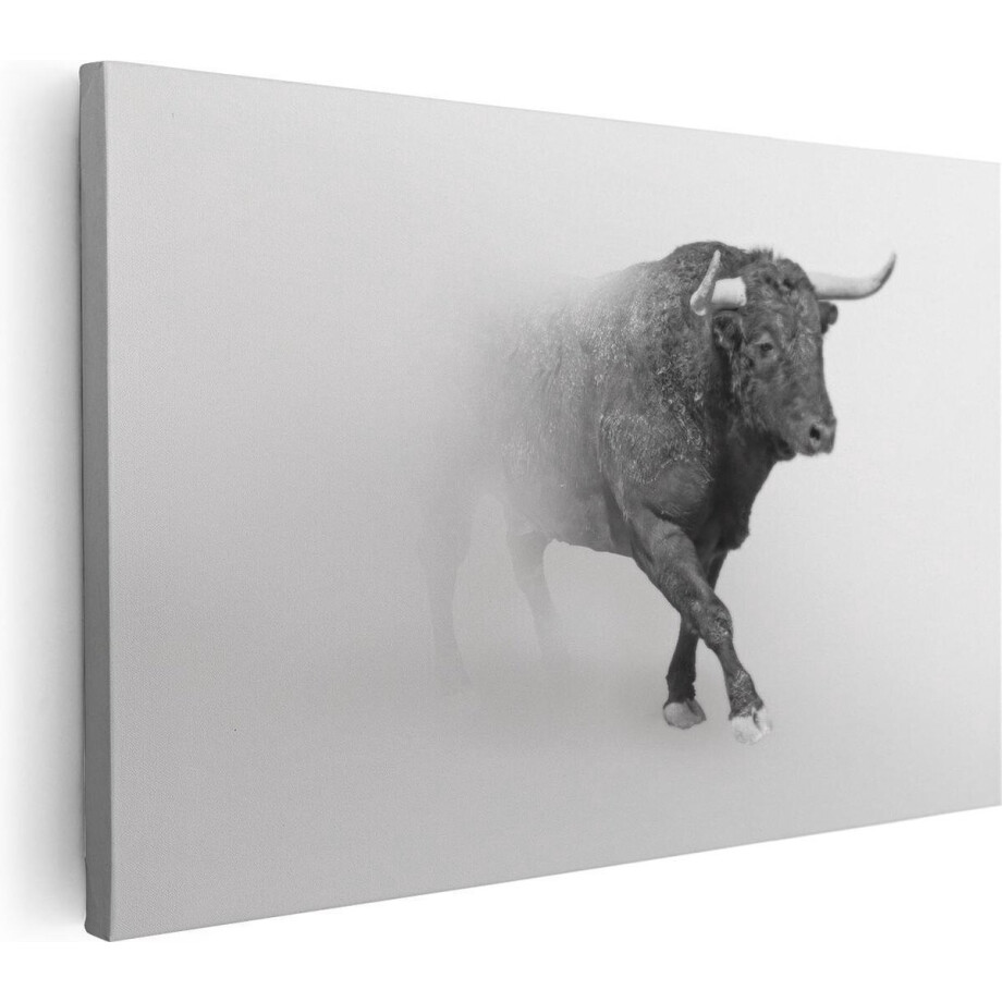 Artaza Canvas Schilderij Stier Op Een Grijze Achtergrond - Zwart Wit - 60x40 - Foto Op Canvas - Canvas Print Artaza Canvas Schilderij Stier Op Een Grijze Achtergrond - Zwart Wit - 60x40 - Foto Op Canvas - Canvas Print afbeelding 1