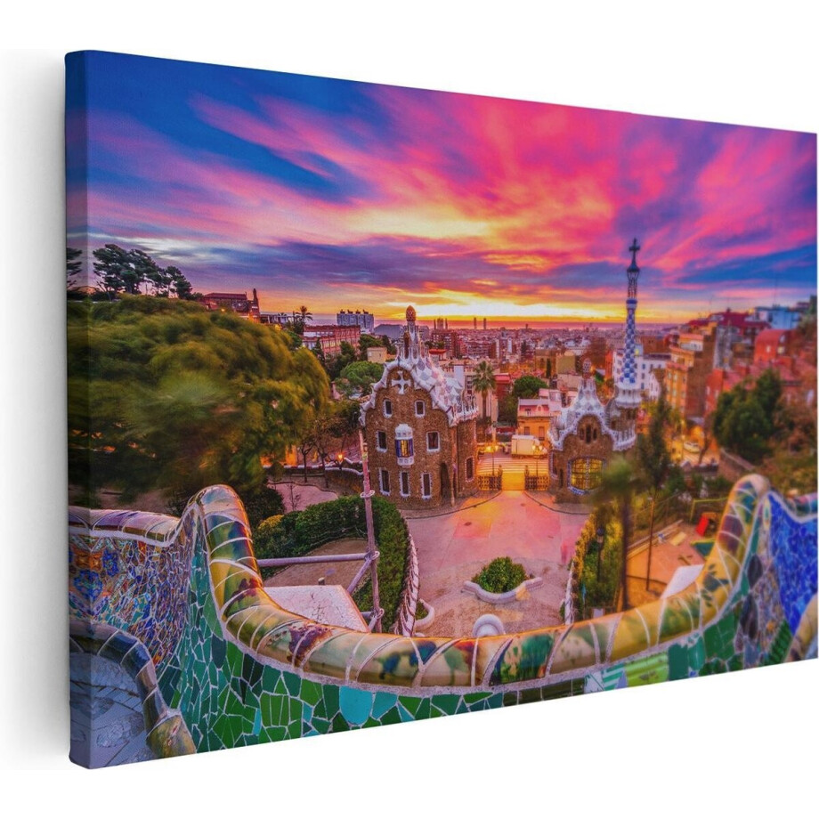 Artaza Canvas Schilderij Park Güell Uitzicht op Barcelona - 90x60 - Foto Op Canvas - Canvas Print - Muurdecoratie Artaza Canvas Schilderij Park Güell Uitzicht op Barcelona - 90x60 - Foto Op Canvas - Canvas Print - Muurdecoratie afbeelding 1