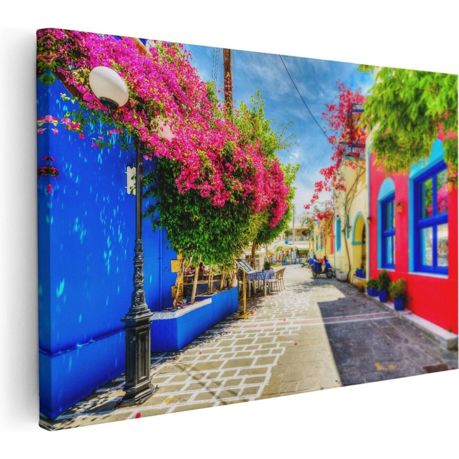 Artaza Canvas Schilderij Kleurrijke Straat op het Eiland Kos, Griekenland - 90x60 - Foto Op Canvas - Canvas Print - Muurdecoratie Artaza Canvas Schilderij Kleurrijke Straat op het Eiland Kos, Griekenland - 90x60 - Foto Op Canvas - Canvas Print - Muurdecoratie afbeelding 1
