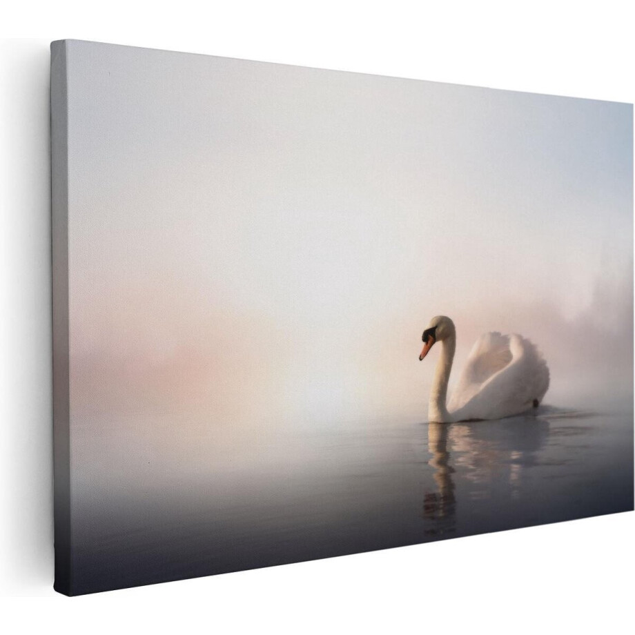 Artaza Canvas Schilderij Zwaan - 120x80 cm - Groot - Wanddecoratie Zonsondergang - Muurdecoratie Mist - Schilderijen Op Canvas Water Artaza Canvas Schilderij Zwaan - 120x80 cm - Groot - Wanddecoratie Zonsondergang - Muurdecoratie Mist - Schilderijen Op Canvas Water afbeelding 1