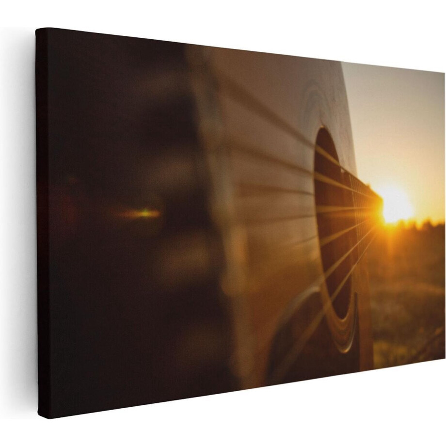 Artaza Canvas Schilderij Gitaar Spelen Tijdens Zonsondergang - 120x80 - Groot - Foto Op Canvas - Canvas Print afbeelding 1