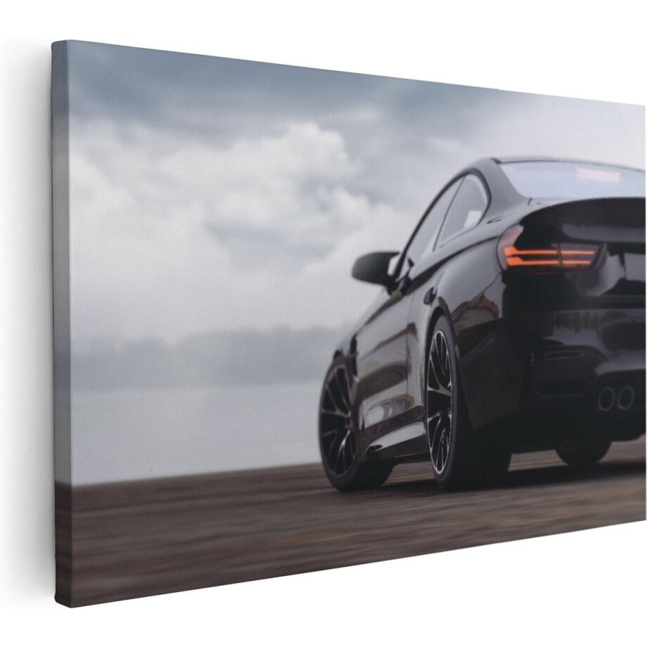 Artaza Canvas Schilderij Zwarte Sportwagen Auto Van Achter - 120x80 - Groot - Foto Op Canvas - Wanddecoratie Woonkamer Artaza Canvas Schilderij Zwarte Sportwagen Auto Van Achter - 120x80 - Groot - Foto Op Canvas - Wanddecoratie Woonkamer afbeelding 1