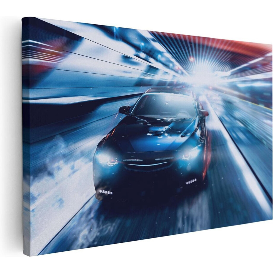 Artaza Canvas Schilderij Zwarte Sportwagen Auto - Abstract - 60x40 - Foto Op Canvas - Canvas Print afbeelding 1