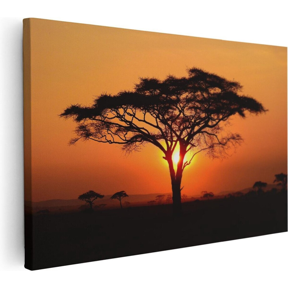 Artaza Canvas Schilderij Zonsondergang Achter Een Savanne Boom - 90x60 - Foto Op Canvas - Canvas Print - Muurdecoratie Artaza Canvas Schilderij Zonsondergang Achter Een Savanne Boom - 90x60 - Foto Op Canvas - Canvas Print - Muurdecoratie afbeelding 1