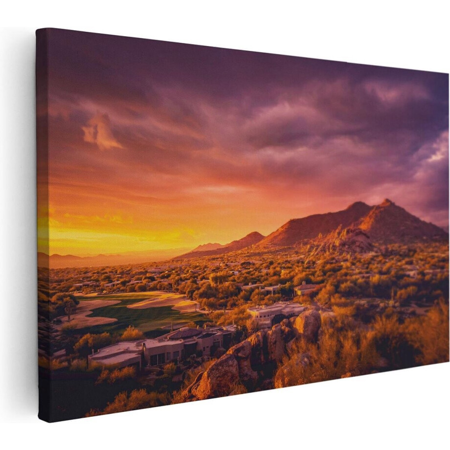 Artaza Canvas Schilderij Woestijn Landschap Met Zonsondergang - 90x60 - Foto Op Canvas - Canvas Print - Muurdecoratie Artaza Canvas Schilderij Woestijn Landschap Met Zonsondergang - 90x60 - Foto Op Canvas - Canvas Print - Muurdecoratie afbeelding 1