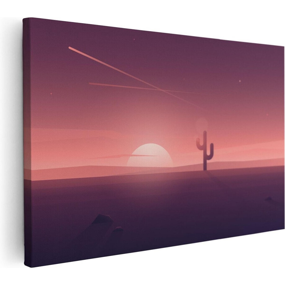 Artaza Canvas Schilderij Zonsondergang In De Woestijn Met Een Cactus - 30x20 - Klein - Foto Op Canvas - Canvas Print Artaza Canvas Schilderij Zonsondergang In De Woestijn Met Een Cactus - 30x20 - Klein - Foto Op Canvas - Canvas Print afbeelding 1