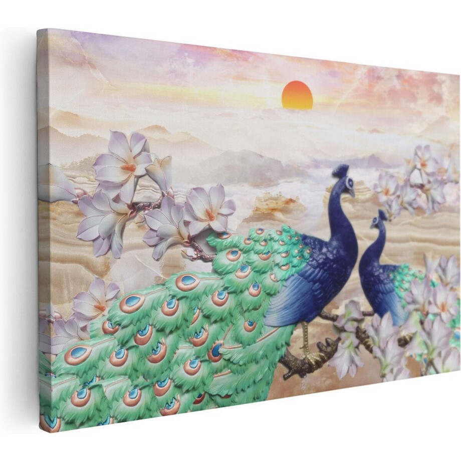 Artaza Canvas Schilderij Pauw - 120x80 cm - Groot - Wanddecoratie Bloemen - Muurdecoratie Woonkamer - Schilderijen Op Canvas Artaza Canvas Schilderij Pauw - 120x80 cm - Groot - Wanddecoratie Bloemen - Muurdecoratie Woonkamer - Schilderijen Op Canvas afbeelding 1