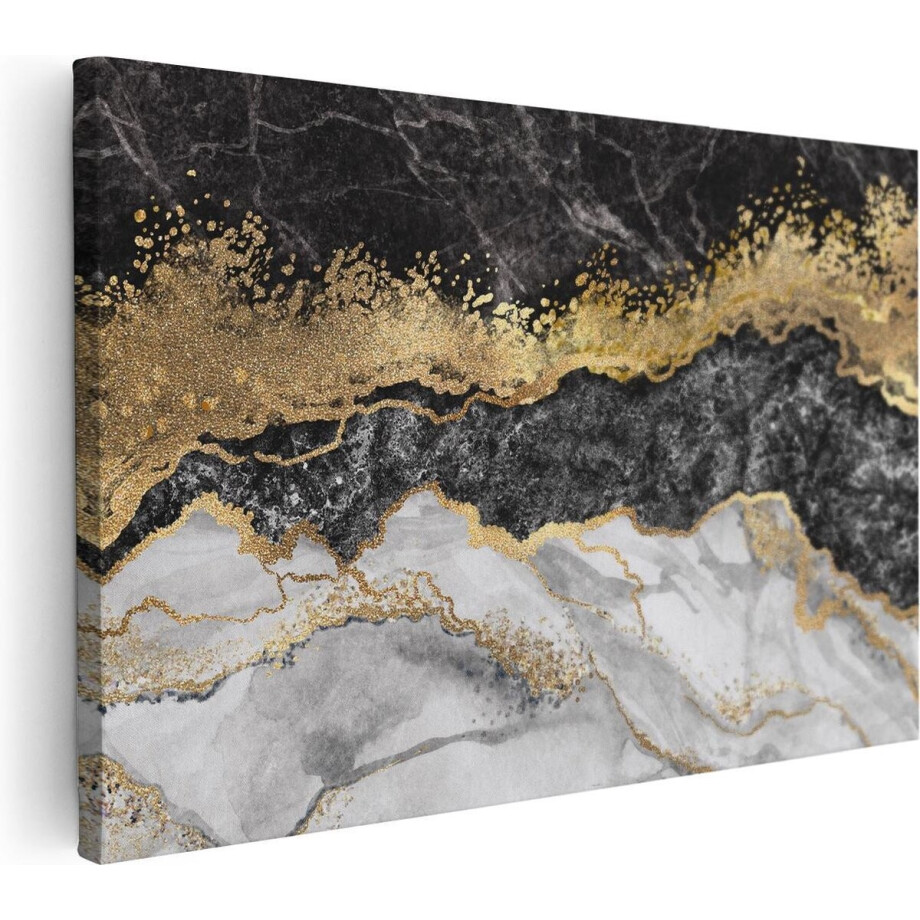 Artaza Canvas Schilderij Abstract Kunst - Marmer Zwart met Wit - 120x80 - Groot - Muurdecoratie Modern - Wanddecoratie Woonkamer Artaza Canvas Schilderij Abstract Kunst - Marmer Zwart met Wit - 120x80 - Groot - Muurdecoratie Modern - Wanddecoratie Woonkamer afbeelding 1