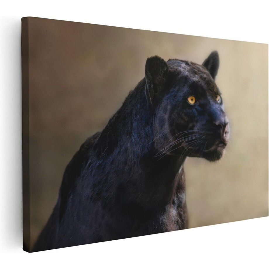 Artaza Canvas Schilderij Zwarte Panter Met Oranje Ogen - 30x20 - Klein - Foto Op Canvas - Canvas Print afbeelding 1