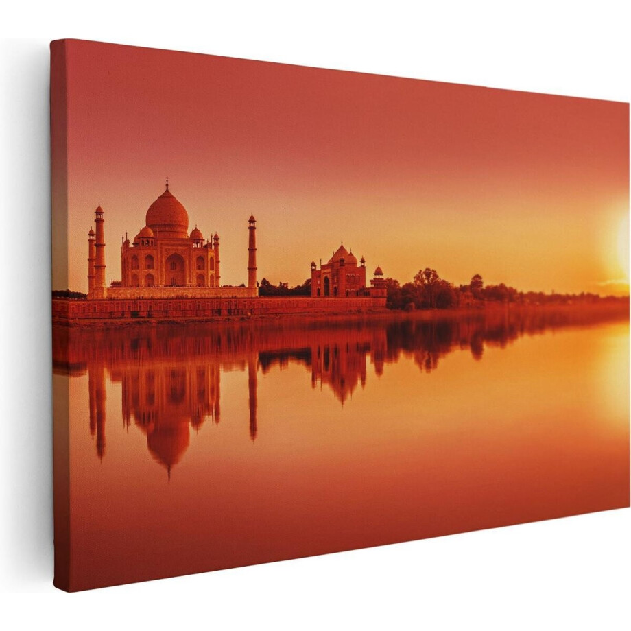 Artaza Canvas Schilderij Taj Mahal bij Zonsondergang - 90x60 - Foto Op Canvas - Canvas Print - Muurdecoratie afbeelding 1