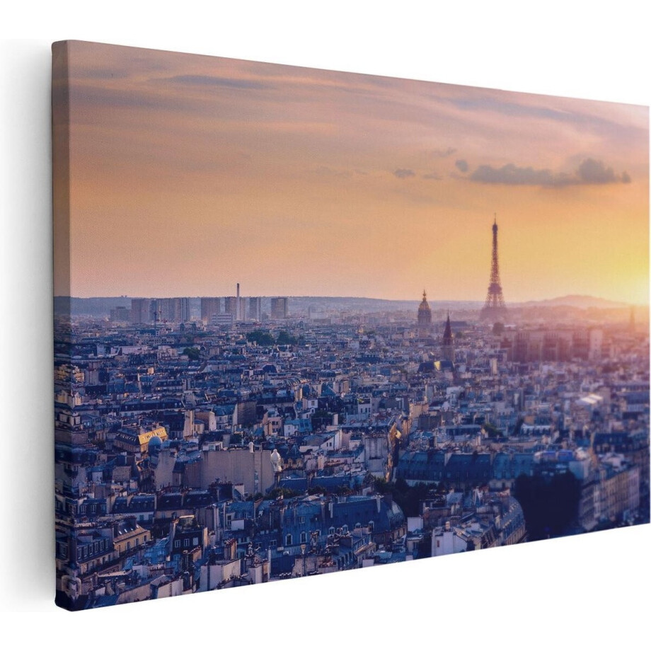 Artaza Canvas Schilderij Skyline Van Parijs Tijdens Zonsondergang - 120x80 - Groot - Foto Op Canvas - Wanddecoratie Woonkamer Artaza Canvas Schilderij Skyline Van Parijs Tijdens Zonsondergang - 120x80 - Groot - Foto Op Canvas - Wanddecoratie Woonkamer afbeelding 1