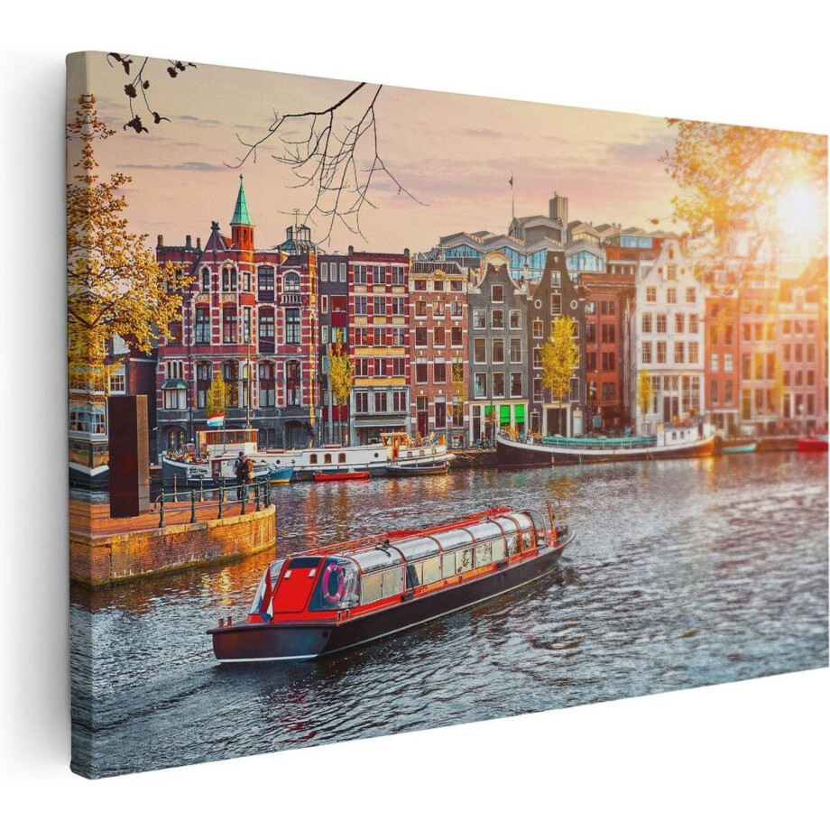 Artaza Canvas Schilderij Amsterdam - 90x60 cm - Wanddecoratie Grachten - Muurdecoratie Skyline - Schilderijen Op Canvas Zonsondergang Artaza Canvas Schilderij Amsterdam - 90x60 cm - Wanddecoratie Grachten - Muurdecoratie Skyline - Schilderijen Op Canvas Zonsondergang afbeelding 1