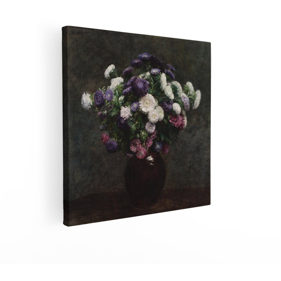 Artaza Canvas Schilderij Bloemen Stilleven - 40x40 cm - Wanddecoratie Vintage - Muurdecoratie Oude Meesters - Schilderijen Op Canvas Vaas afbeelding 1